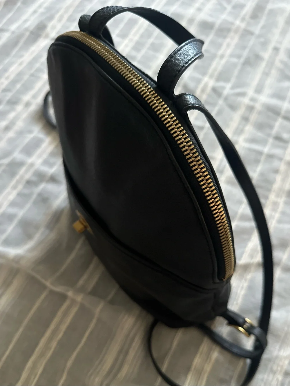 MARGOT New York Black Leather Camille Convertible Backpack
